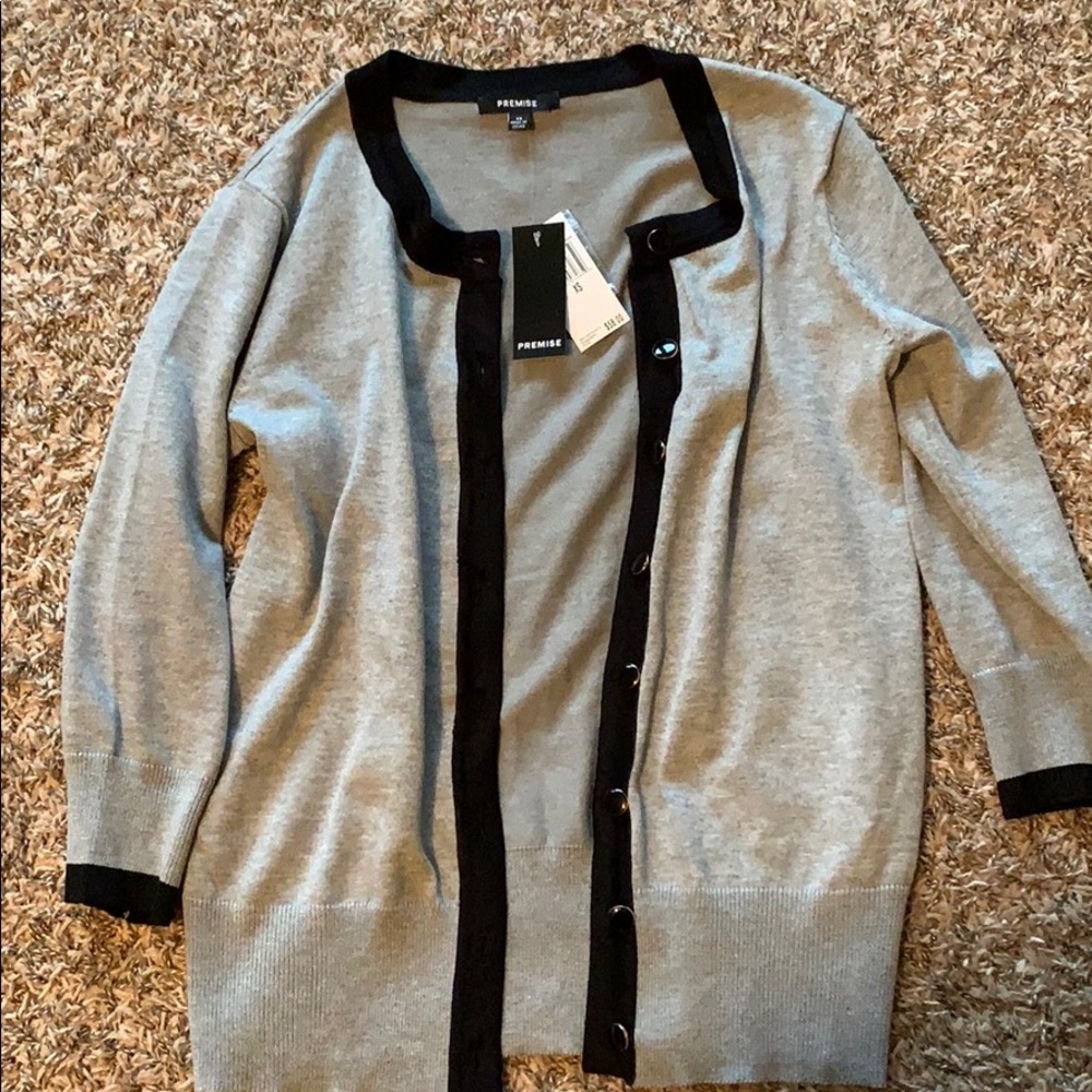 Gray with black lining cardigan size XS